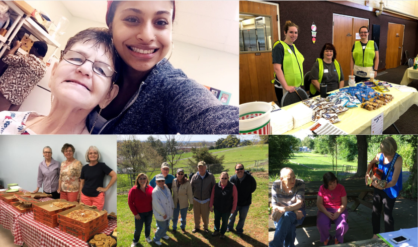 A collage of volunteers for Community Living.